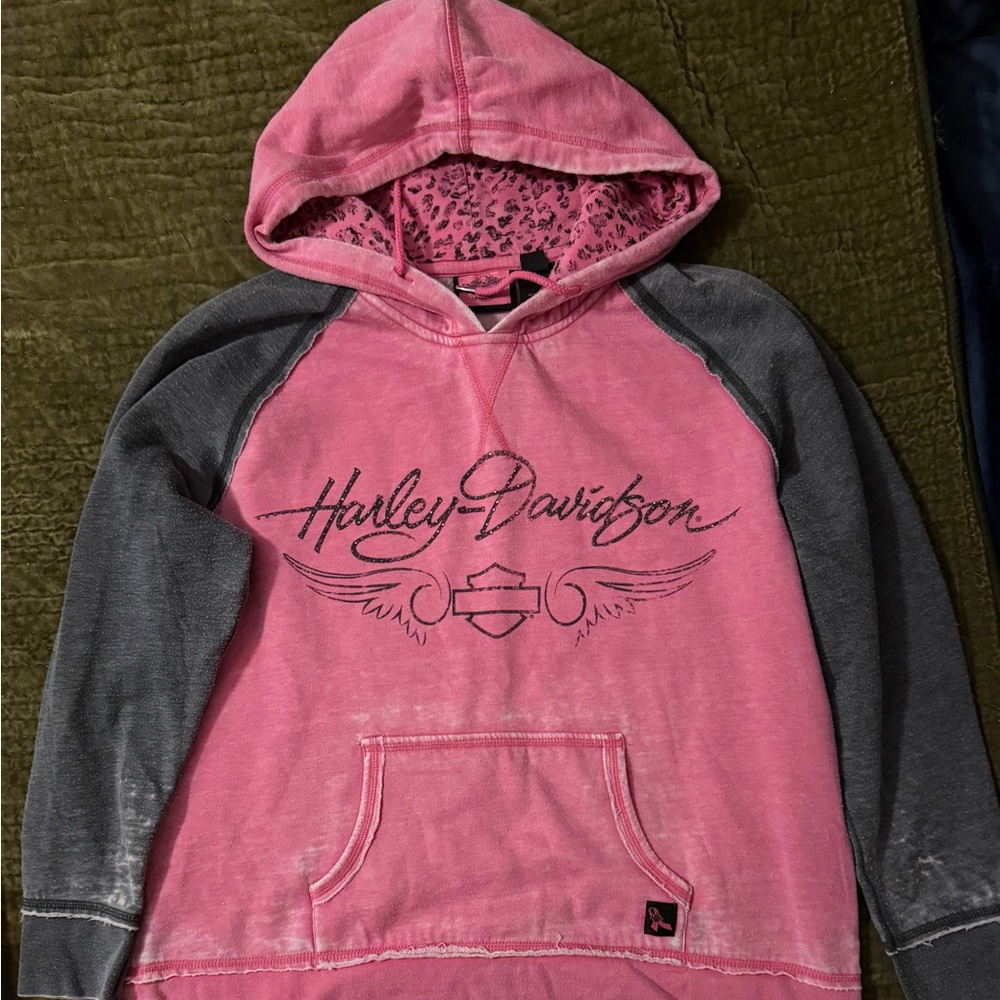 Pink Collection Harley-Davidson Pink and Gray Burnout Sweatshirt